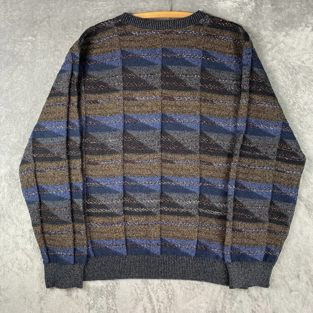 Vintage Croft & Barrow Sweater Mens XL Multicolor Geometric Textured Knit 90s